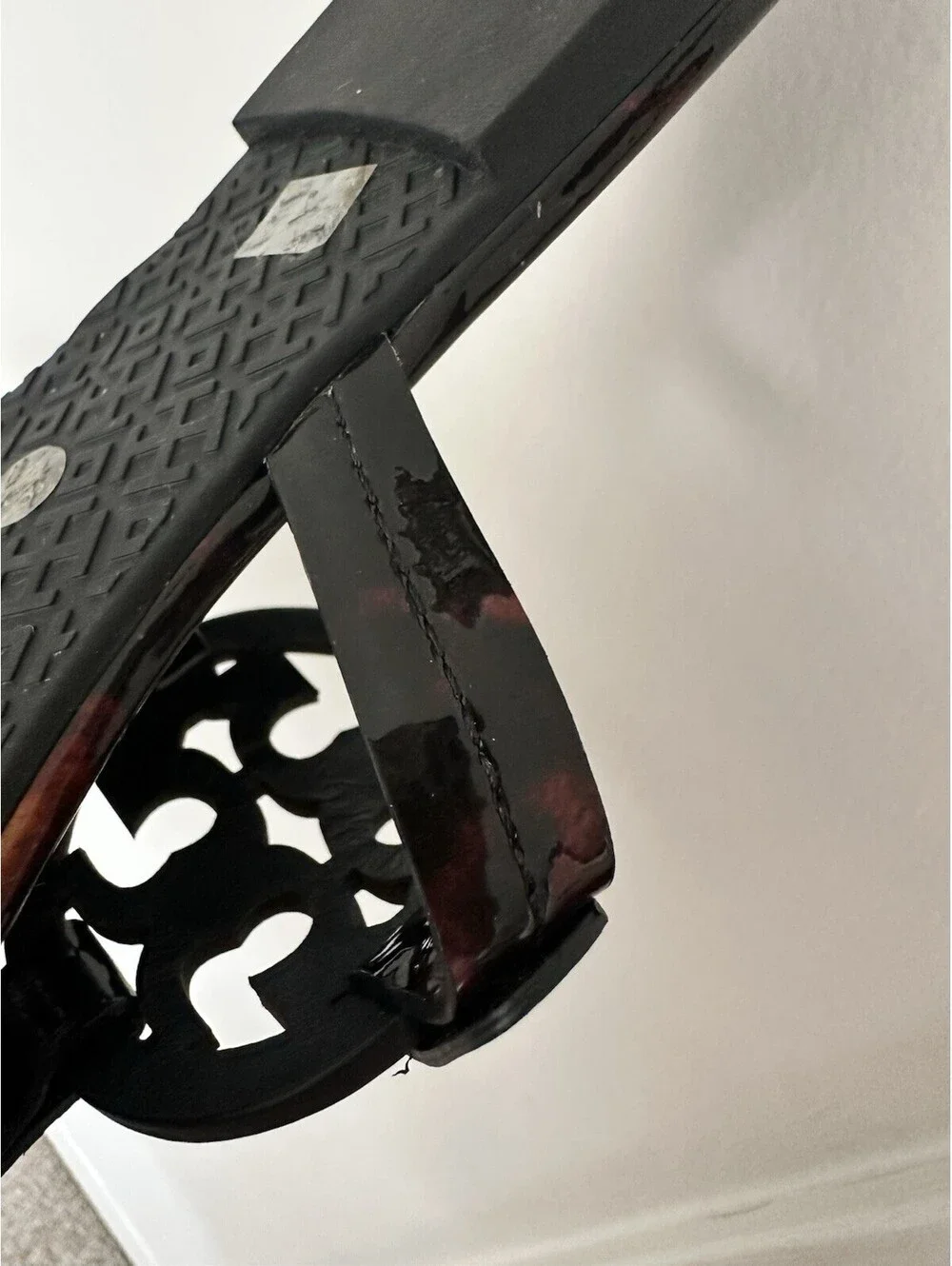 Tory Burch Tortoise Shell  Patent Leather Slip-on Sandals Sz 9 1/2 M